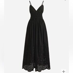 J. Crew Black Eyelet Midi Dress
